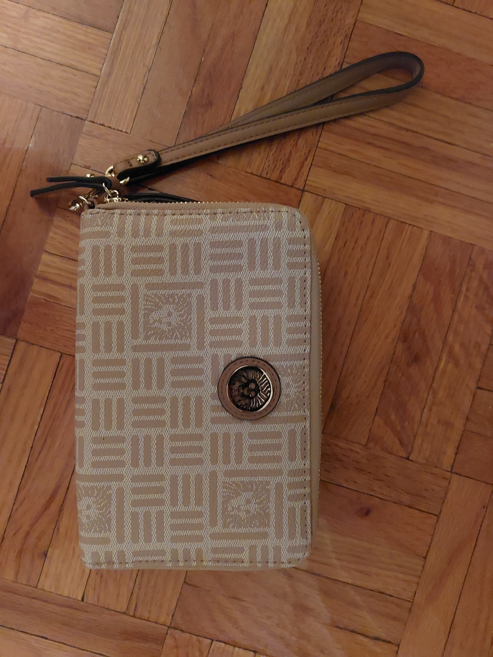 Anne Klein Beige and Cream Wristlet Clutch